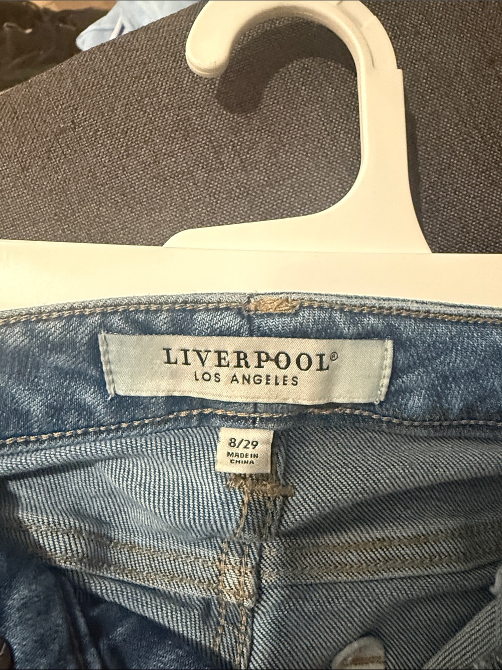 Liverpool Light Blue Cropped Frayed Hem Jeans - Picture 3 of 4